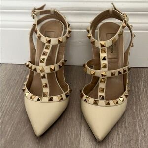 Valentino Women's Cream Studded Heels